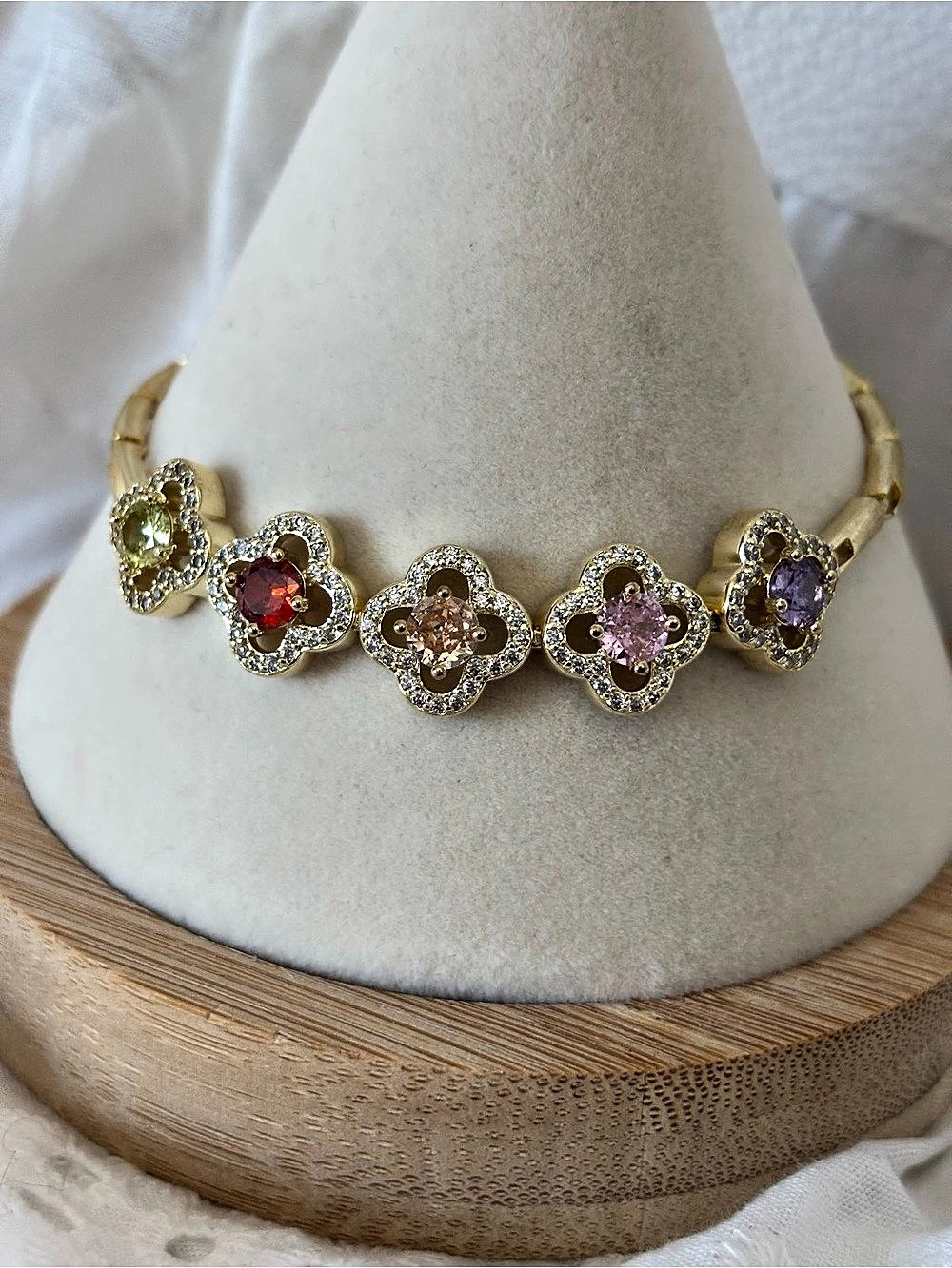 Multicolor Floral Gemstone Bracelet